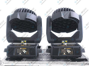(2) High End Systems Solawash 19 LED Moving Head Light w/ (4) Mounting Brackets, (2) PSU Cables & (2) Safety Cables in Wheeled Hard Case