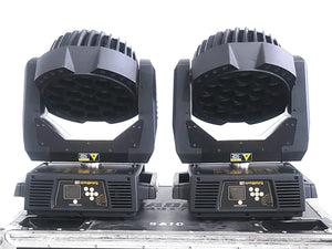 (2) High End Systems Solawash 19 LED Moving Head Light w/ (4) Mounting Brackets, (2) PSU Cables & (2) Safety Cables in Wheeled Hard Case