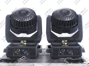 (2) High End Systems Solawash 19 LED Moving Head Light w/ (4) Mounting Brackets, (2) PSU Cables & (2) Safety Cables in Wheeled Hard Case