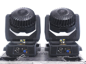 (2) High End Systems Solawash 19 LED Moving Head Light w/ (4) Mounting Brackets, (2) PSU Cables & (2) Safety Cables in Wheeled Hard Case