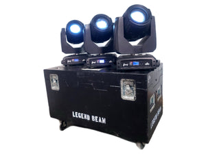 (3) Chauvet Legend P230SR Beam Moving Head Lights (1117,1186,952 Hours)  w/ (6) Mounting Brackets, (3) Safety Cable, in Wheeled Road Case
