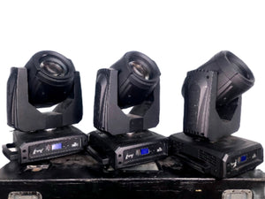 (3) Chauvet Legend P230SR Beam Moving Head Lights (1100,1159 ,1030 Hours)  w/ (6) Mounting Brackets, (3) Safety Cable, in Wheeled Road Case