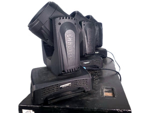 (3) Chauvet Legend P230SR Beam Moving Head Lights (1100,1159 ,1030 Hours)  w/ (6) Mounting Brackets, (3) Safety Cable, in Wheeled Road Case