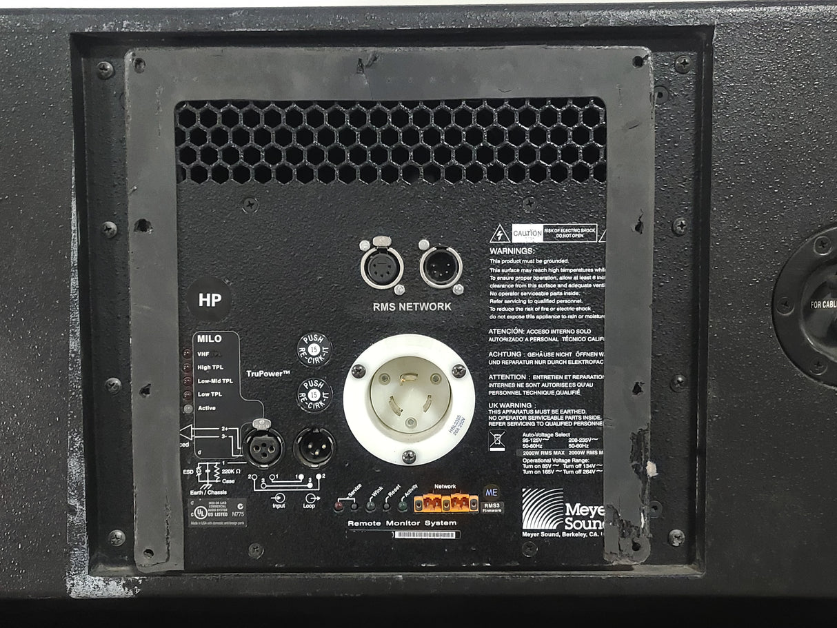 (4) Meyer Sound MILO Line Array Speakers (NEED REPAIRS) w/ Dolly and Soft Cover