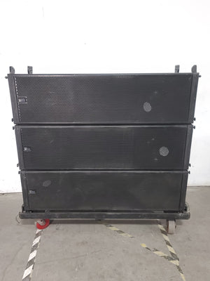 (3) Meyer Sound MILO Line Array Speakers (NEED REPAIRS) w/ Dolly and Soft Cover