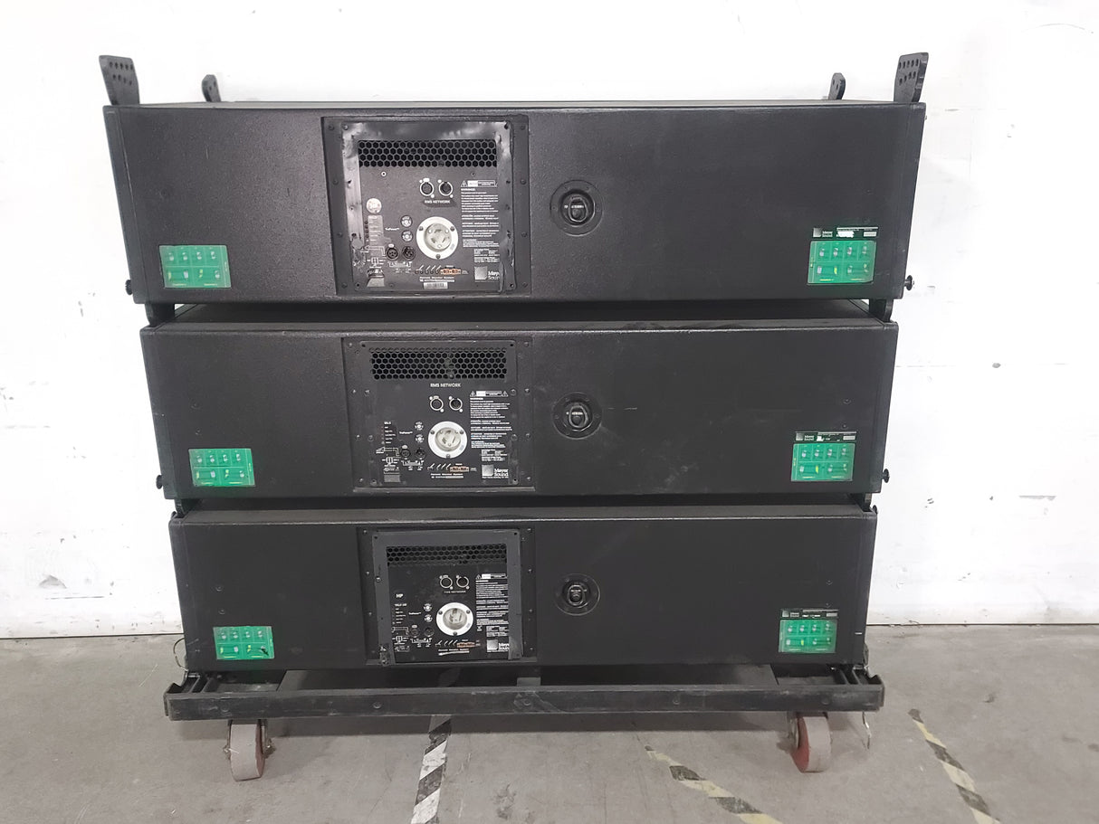 (3) Meyer Sound MILO Line Array Speakers (NEED REPAIRS) w/ Dolly and Soft Cover