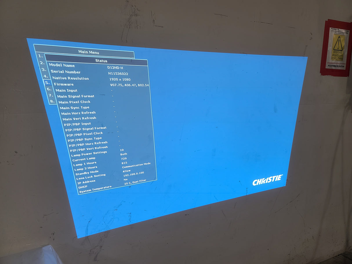 Christie D12HD-H (Lamp 1 729, Lamp 2 815 Hours) 10,000 Lumens HD 0.95" DLP x 1 1080P Large Venue Projector (NO LENS) In Wheeled Road Case