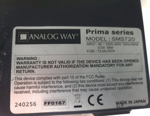 Analog Way Prima SMS720 Series 7x2 Seamless Matrix Video Switcher