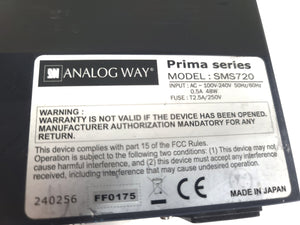 Analog Way Prima SMS720 Series 7x2 Seamless Matrix Video Switcher