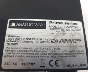 Analog Way Prima SMS720 Series 7x2 Seamless Matrix Video Switcher