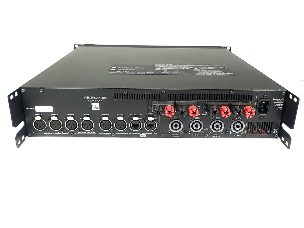 Lab Gruppen PLM5K44 BP 5,000 Watt Amplifier w/ 4 Flexible Output Channels, Lake Digital Signal Processing and Digital Audio Networking for Touring Applications