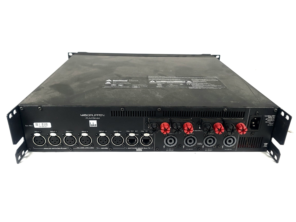 Lab Gruppen PLM5K44 BP 5,000 Watt Amplifier w/ 4 Flexible Output Channels, Lake Digital Signal Processing and Digital Audio Networking for Touring Applications