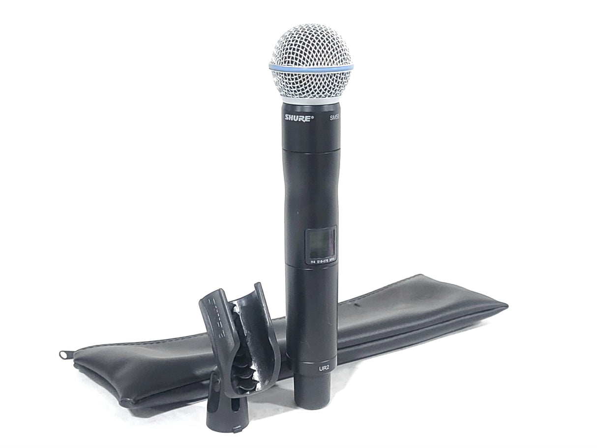 Shure UR2-H4 Handheld Wireless Transmitter (H4:518-578MHz) w/ BETA 58A Mic Capsule & Mic Clip in Soft Pouch