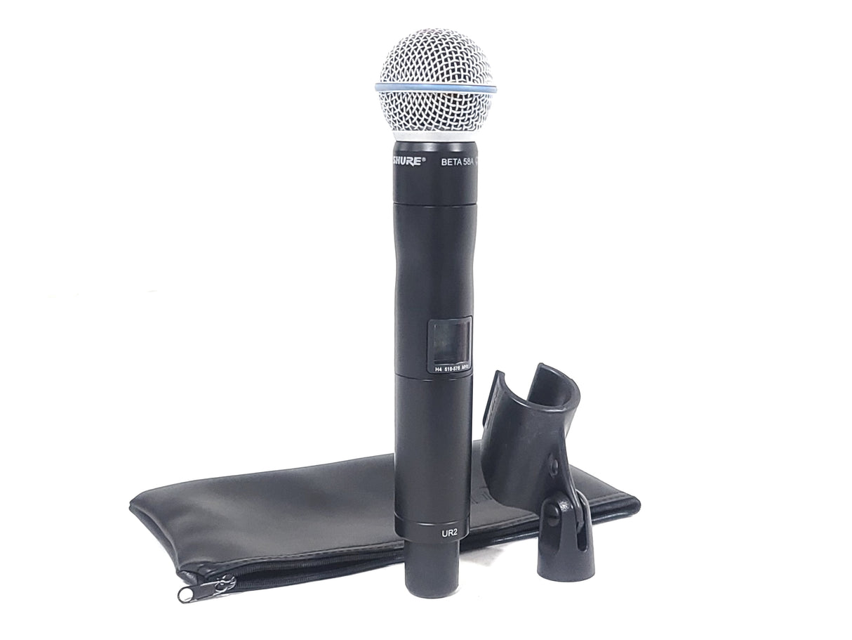 Shure UR2-H4 Handheld Wireless Transmitter (H4:518-578MHz) w/ BETA 58A Mic Capsule & Mic Clip in Soft Pouch