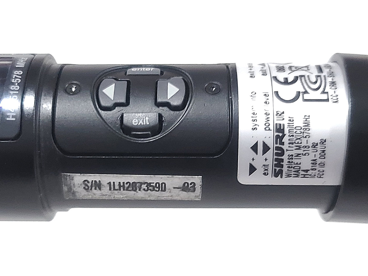 Shure UR2-H4 Handheld Wireless Transmitter (H4:518-578MHz) w/ BETA 58A Mic Capsule & Mic Clip in Soft Pouch