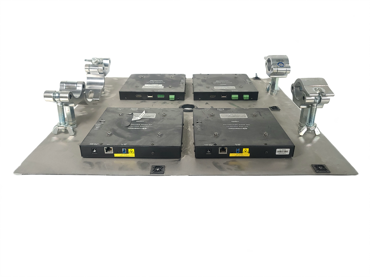 (12) Crestron DM-RMC-SCALER-S2 DigitalMedia 8G Single-Mode Fiber Receiver & Room Controller w/ (8) Mounting Brackets & (3) Mounting Panels