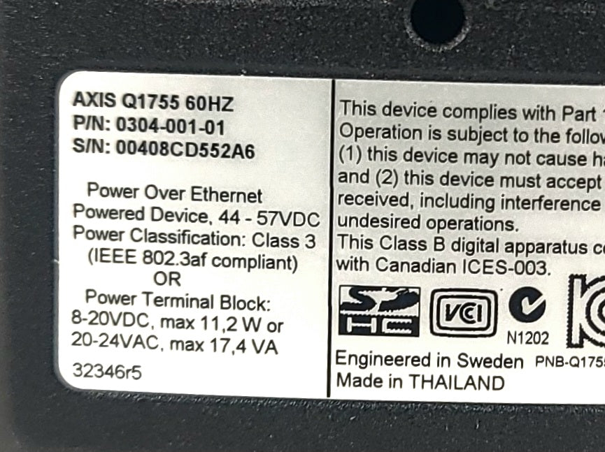 Axis Q1755 Network Security Camera