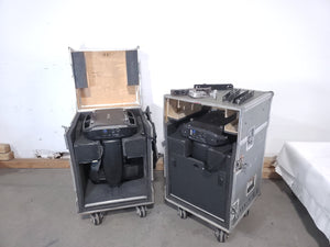 (2) Vari-Lite VLX Wash Moving Head Lights w/ (4) Mounting Brackets & Mounting Clamp in Wheeled Road Case