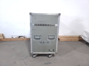 (2) Vari-Lite VLX Wash Moving Head Lights w/ (4) Mounting Brackets & Mounting Clamp in Wheeled Road Case