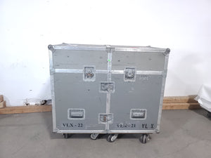 (2) Vari-Lite VLX Wash Moving Head Lights w/ (4) Mounting Brackets & Mounting Clamp in Wheeled Road Case