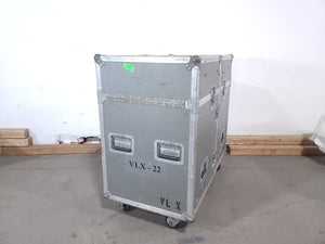 (2) Vari-Lite VLX Wash Moving Head Lights w/ (4) Mounting Brackets & Mounting Clamp in Wheeled Road Case