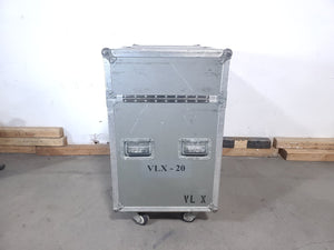 (2) Vari-Lite VLX Wash Moving Head Lights w/ (4) Mounting Brackets & (4) Mounting Clamp in Wheeled Road Case