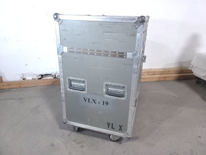 (2) Vari-Lite VLX Wash Moving Head Lights w/ (4) Mounting Brackets & (4) Mounting Clamp in Wheeled Road Case