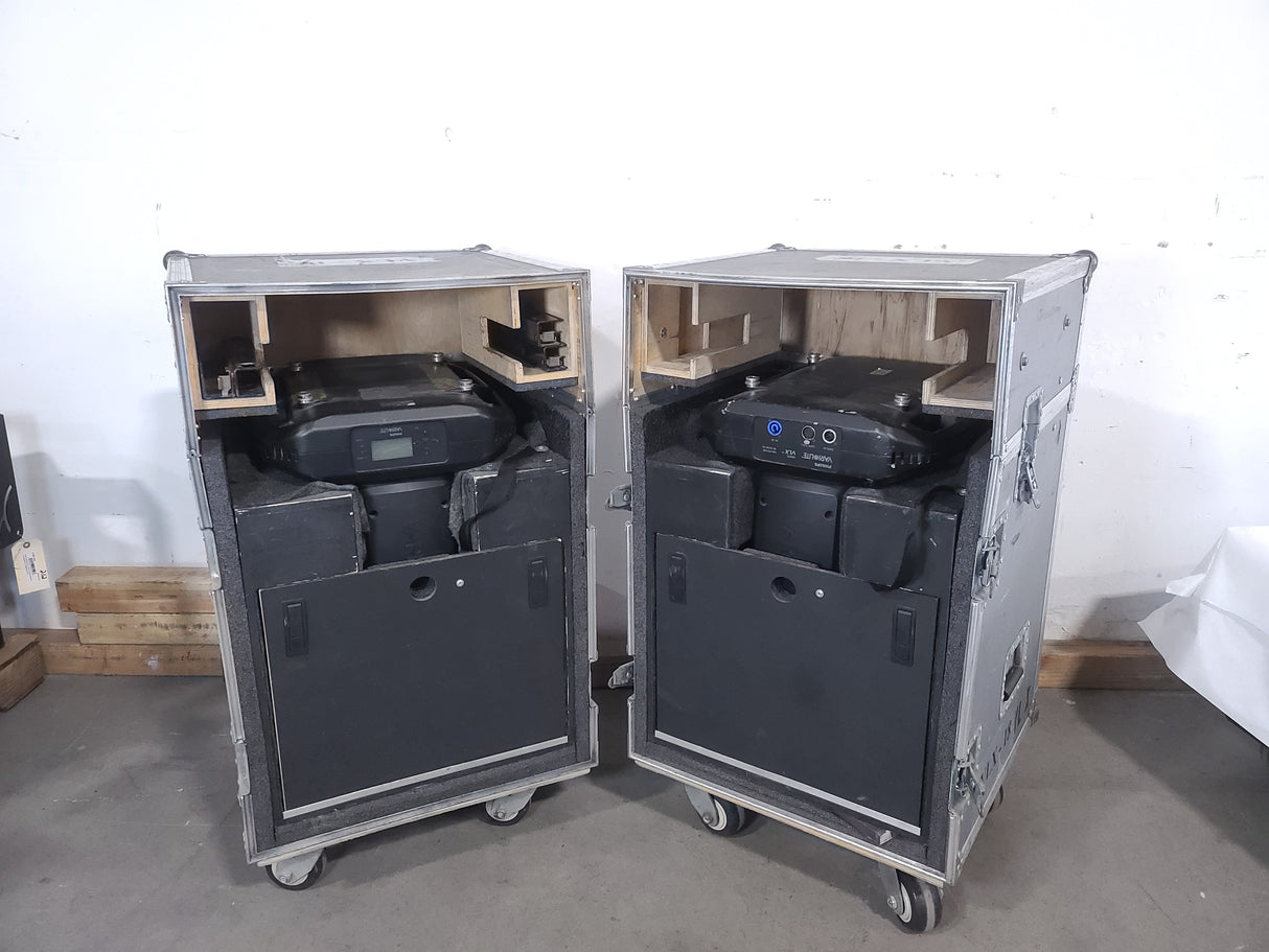 (2) Vari-Lite VLX Wash Moving Head Lights w/ (4) Mounting Brackets in Wheeled Road Case
