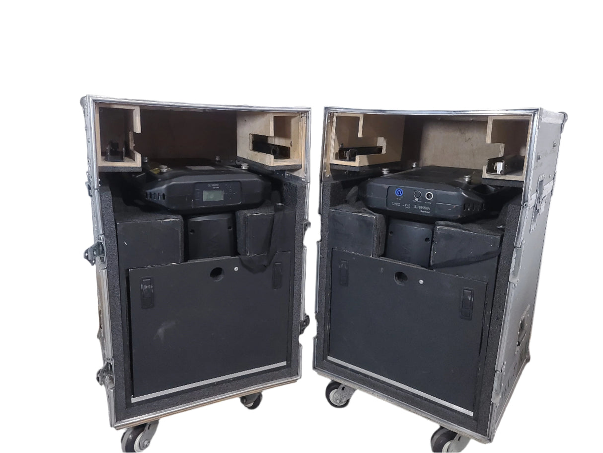 (2) Vari-Lite VLX Wash Moving Head Lights w/ (4) Mounting Brackets in Wheeled Road Case