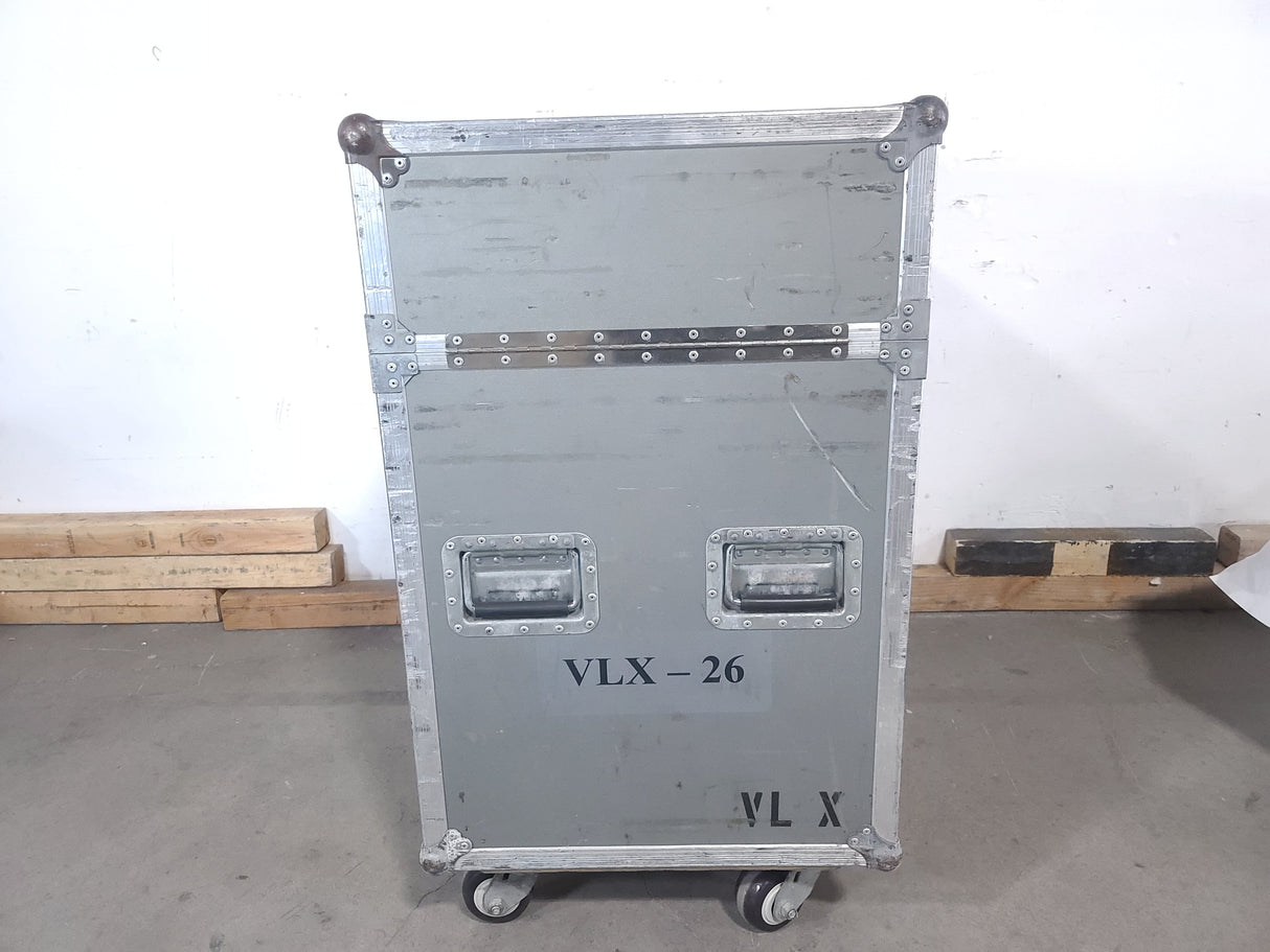 (2) Vari-Lite VLX Wash Moving Head Lights w/ (4) Mounting Brackets in Wheeled Road Case