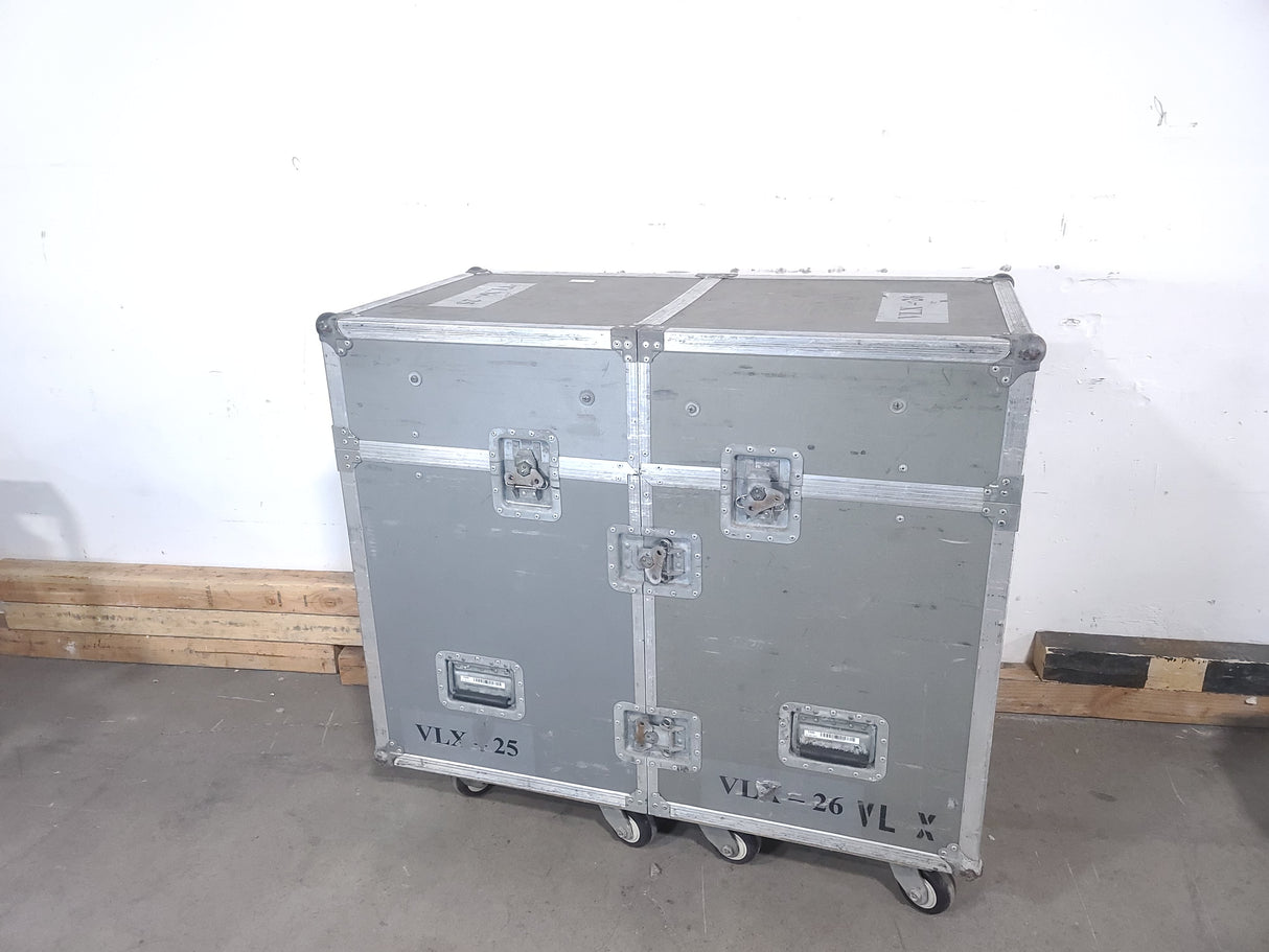 (2) Vari-Lite VLX Wash Moving Head Lights w/ (4) Mounting Brackets in Wheeled Road Case