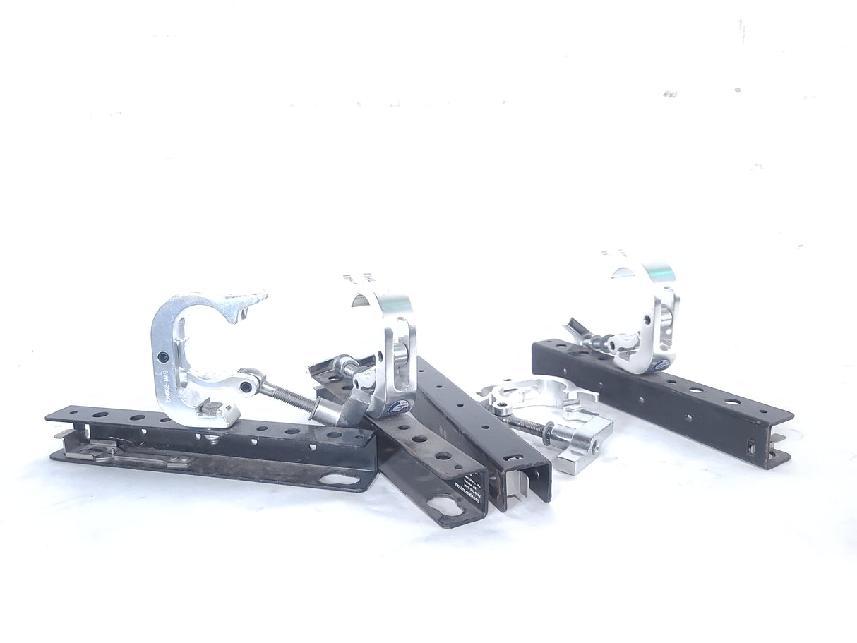 (2) Vari-Lite VLX Wash Moving Head Lights w/ (4) Mounting Brackets & (4) Mounting Clamp in Wheeled Road Case