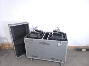 (2) Vari-Lite VLX Wash Moving Head Lights w/ (4) Mounting Brackets & (4) Mounting Clamp in Wheeled Road Case