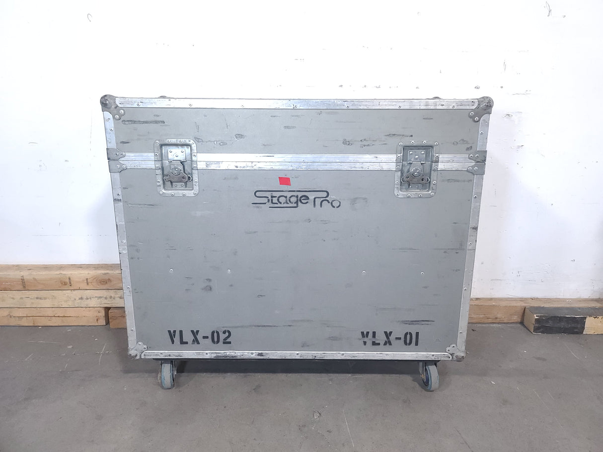 (2) Vari-Lite VLX Wash Moving Head Lights w/ (4) Mounting Brackets & (4) Mounting Clamp in Wheeled Road Case