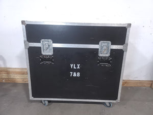 (2) Vari-Lite VLX Wash Moving Head Lights w/ (4) Mounting Brackets & (4) Mounting Clamp in Wheeled Road Case