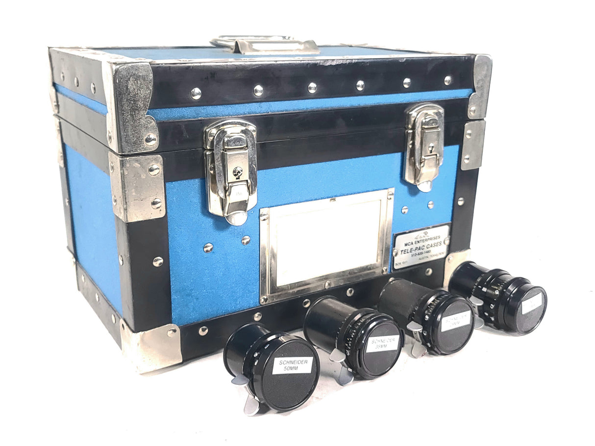 (4) Schneider Camera Lenses (28mm, 35mm, 50mm, 75mm) w/ Hard Carrying Case