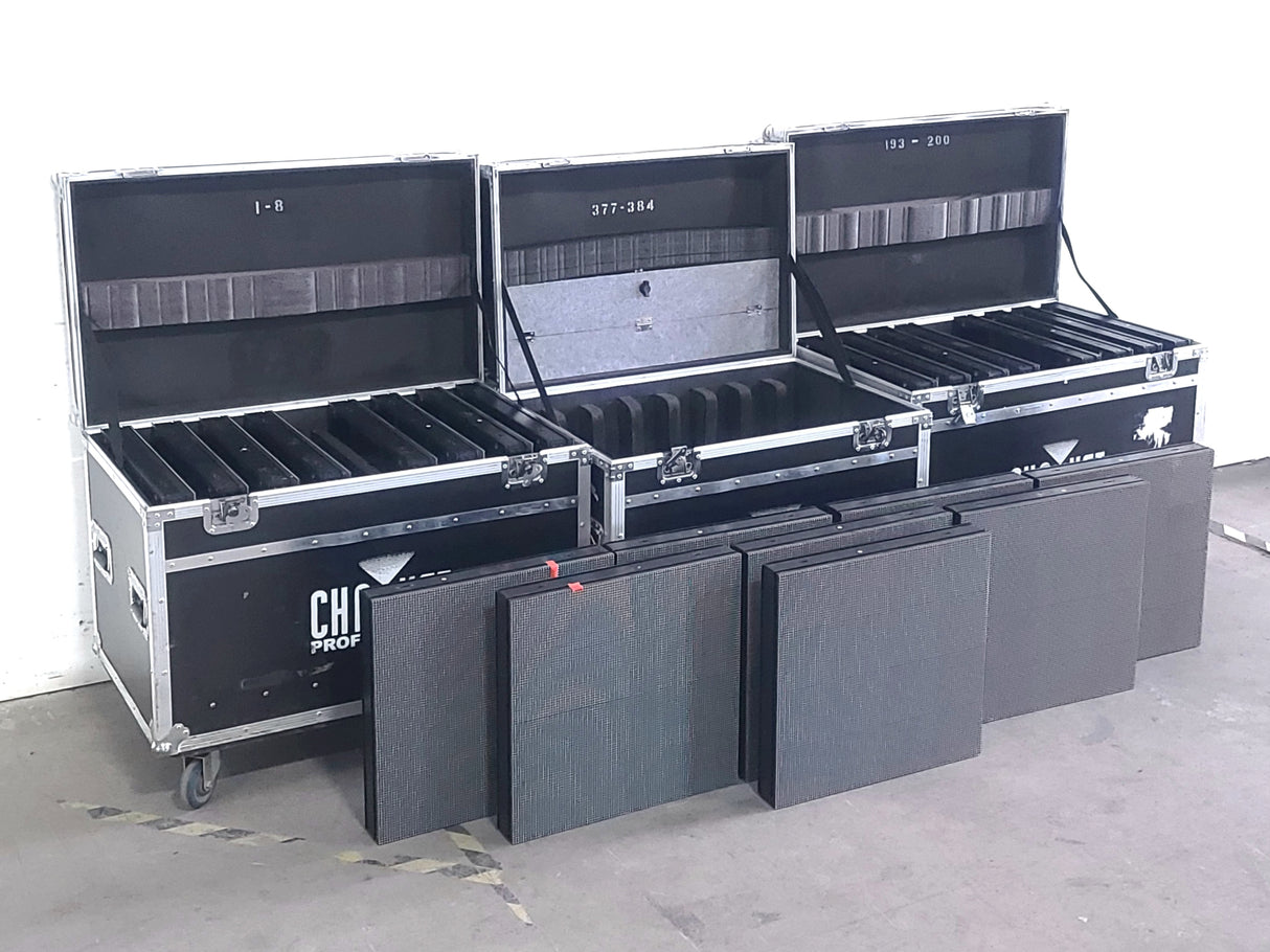 (24 Panels) Chauvet PVP S5 LED Video Wall w/ Ethercons & Jumper Cables in Wheeled Road Case