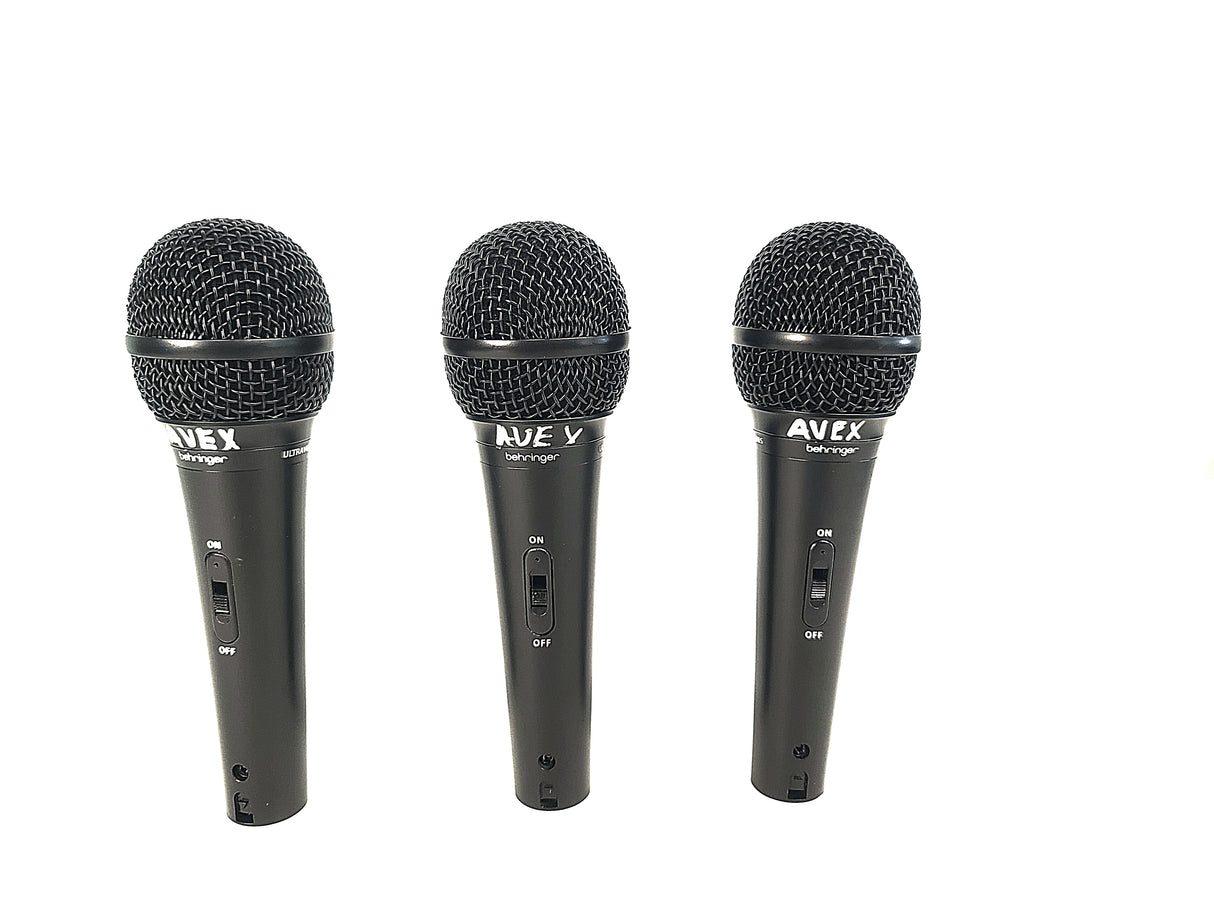 (3) Behringer XM1800S Wired Microphones w/ (3) Microphone Clips in Hard Carry Case