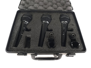 (3) Behringer XM1800S Wired Microphones w/ (3) Microphone Clips in Hard Carry Case