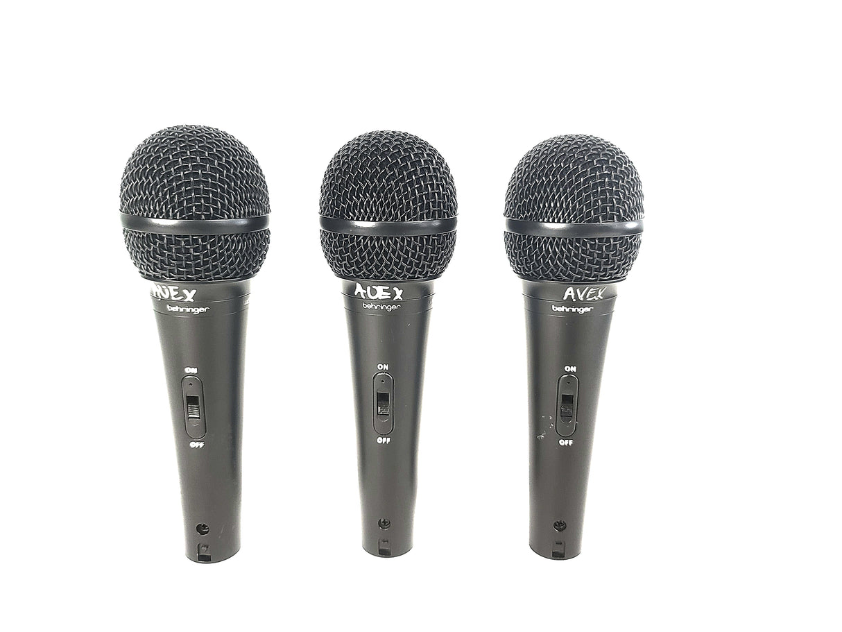 (3) Behringer XM1800S Wired Microphones w/ (3) Microphone Clips in Hard Carry Case