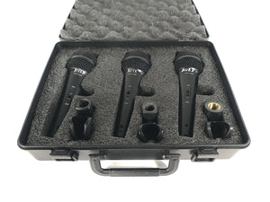 (3) Behringer XM1800S Wired Microphones w/ (3) Microphone Clips in Hard Carry Case