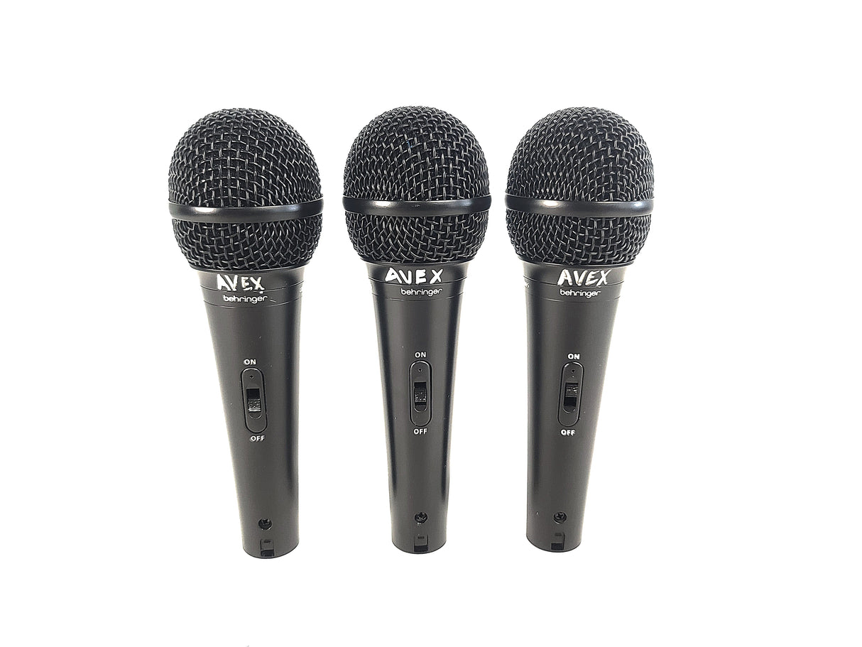 (3) Behringer XM1800S Wired Microphones w/ (3) Microphone Clips in Hard Carry Case