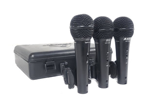 (3) Behringer XM1800S Wired Microphones (BAD RATTLING) w/ (3) Microphone Clips in Hard Carry Case
