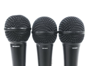 (3) Behringer XM1800S Wired Microphones (BAD RATTLING) w/ (3) Microphone Clips in Hard Carry Case