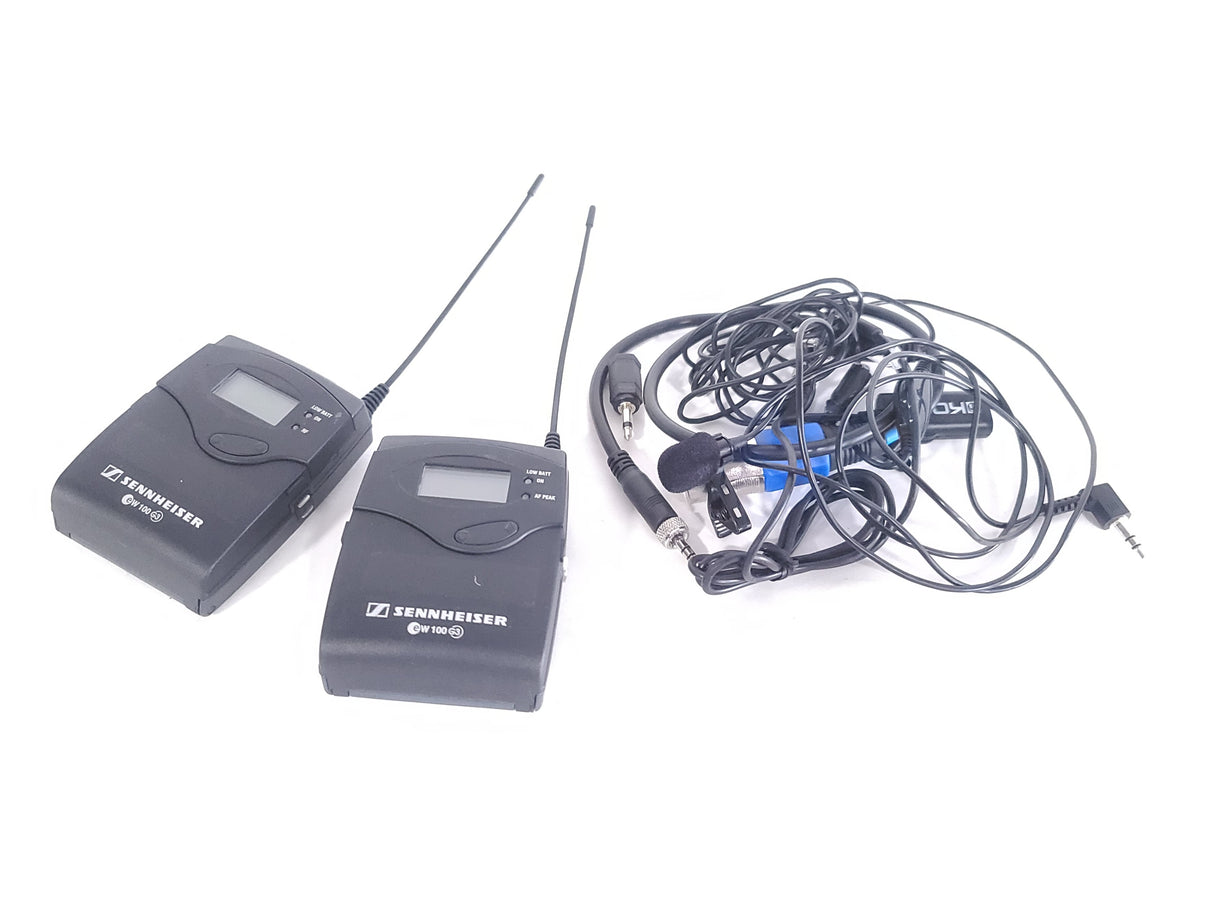 (2) Sennheiser EK 100 G3 Portable Diversity Receiver (A: 518-558 MHz) w/ Lavlier Microphones  & XLR to TRS Male to pin 3.5 mm in Small Carry Case