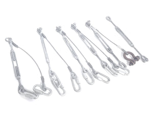 (5) Steel Turnbuckles w/ (4) Safety Cables, (7) Quick Links, Shackle