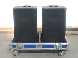 (2) QSC HPR122i 12" Two-Way Powered Speakers in Wheeled Road Case