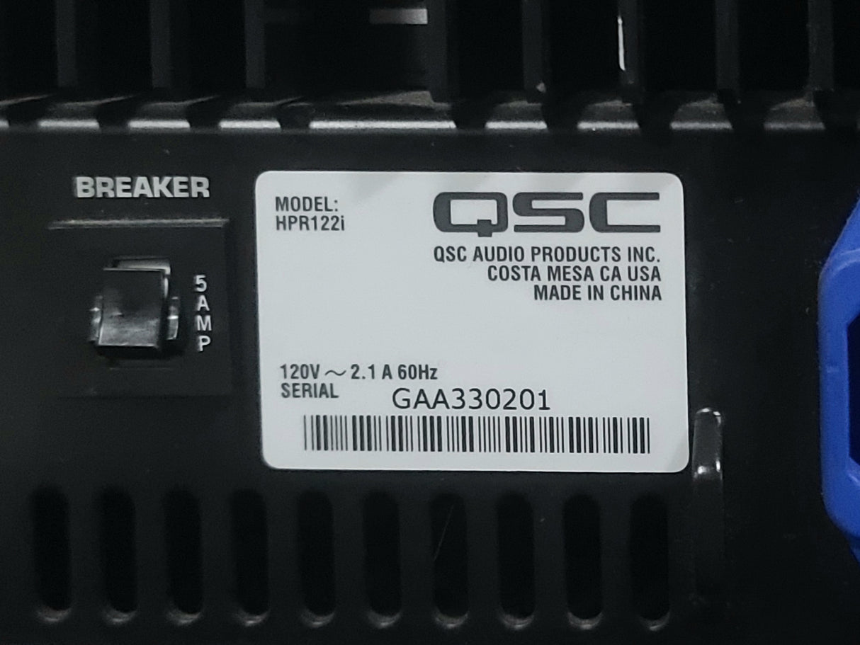 (2) QSC HPR122i 12" Two-Way Powered Speakers in Wheeled Road Case