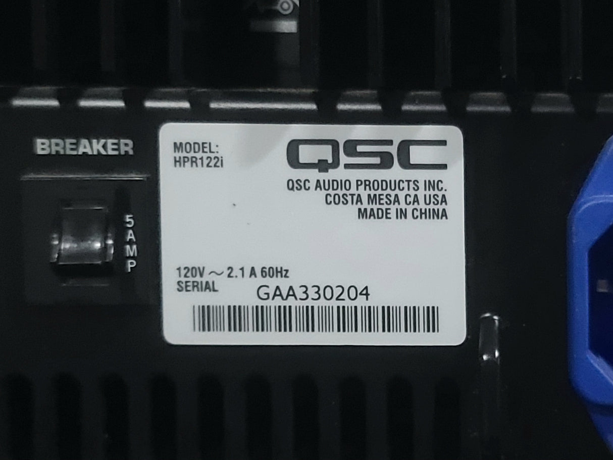 (2) QSC HPR122i 12" Two-Way Powered Speakers in Wheeled Road Case