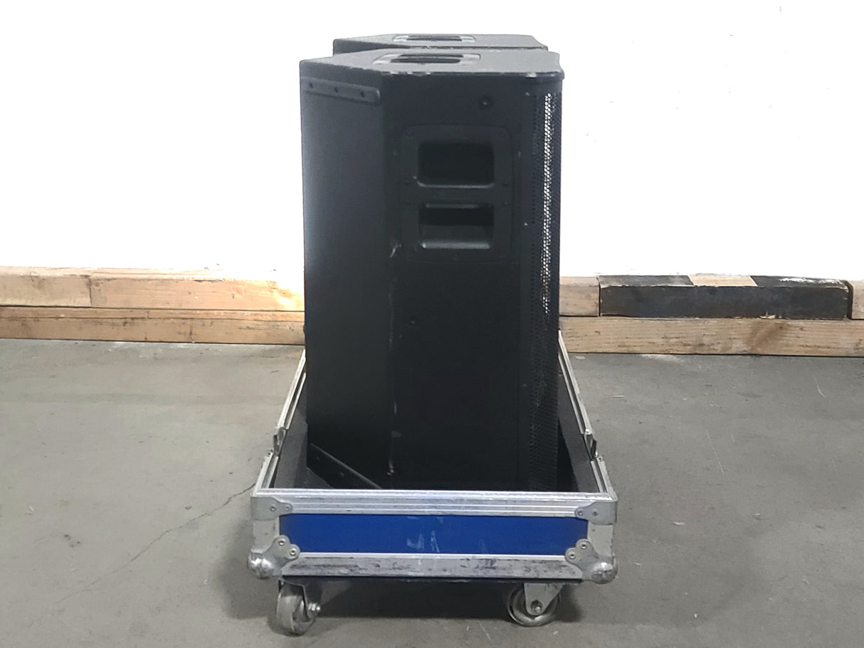 (2) QSC HPR122i 12" Two-Way Powered Speakers in Wheeled Road Case